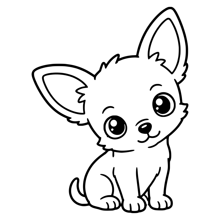 Fluffy Chihuahua Puppy Sitting With Tilted Head — free animal SVG cut file
