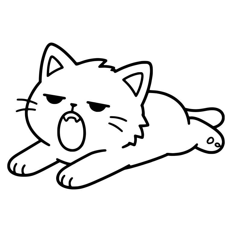 Sleepy Kitten Yawning While Stretched Out — free animal SVG cut file