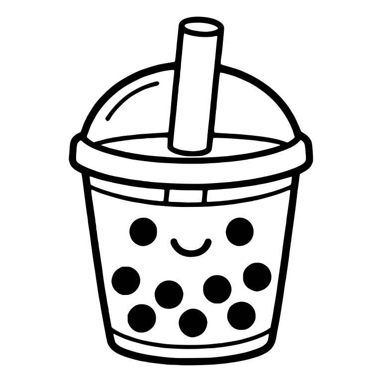Kawaii Boba Tea With Solid Black Pearls — free food SVG cut file