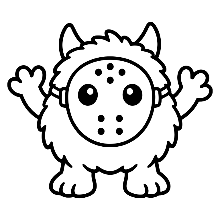 Furry Monster in a Hockey Mask With Raised Arms — free fantasy-creature SVG cut file