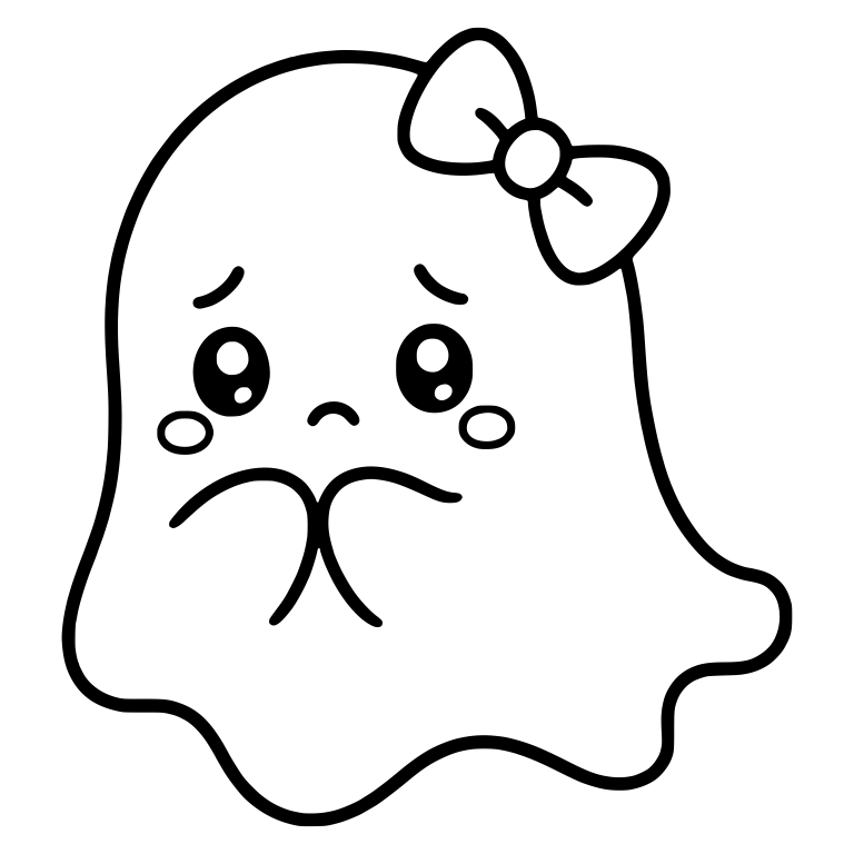Worried Ghost With a Hair Bow and Pressed Hands — free fantasy-creature SVG cut file