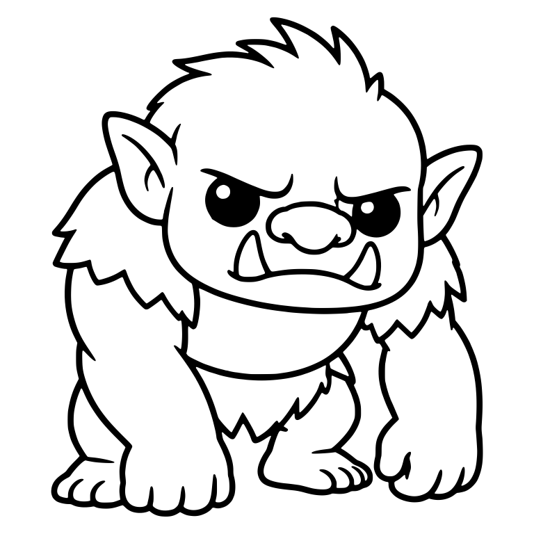 Hunched Furry Troll With Tusks and Angry Scowl — free fantasy-creature SVG cut file