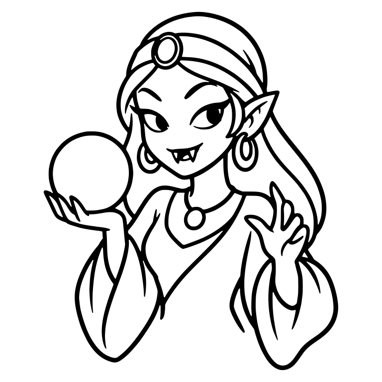 Female Vampire with Gem Headband Holding Crystal Ball — free fantasy-creature SVG cut file