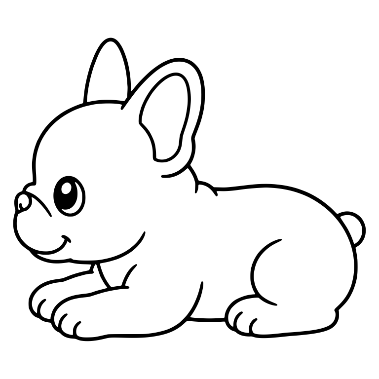 Lying French Bulldog Puppy In Side Profile — free animal SVG cut file