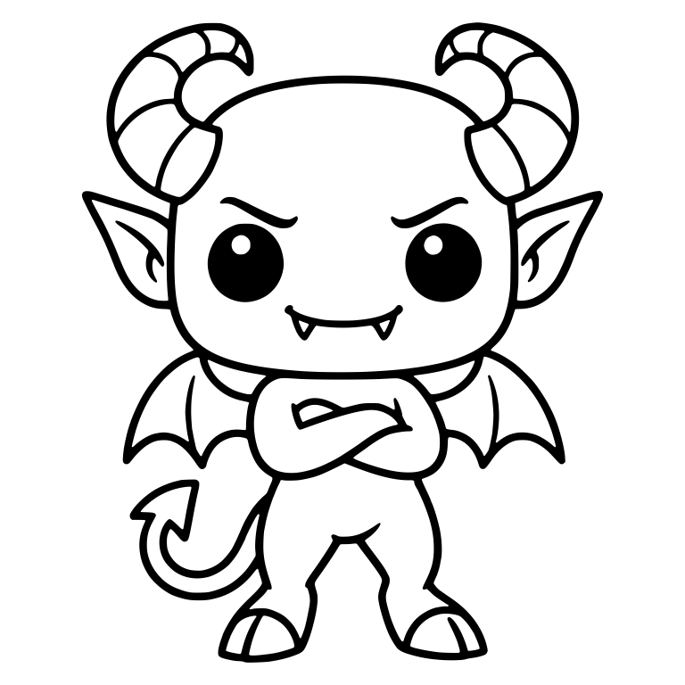 Winged Demon with Arms Crossed and Curled Horns — free fantasy-creature SVG cut file