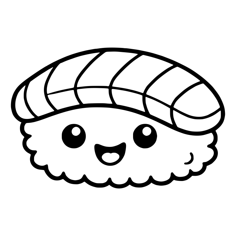 Kawaii Fish Nigiri With Open Mouth Smile — free food SVG cut file