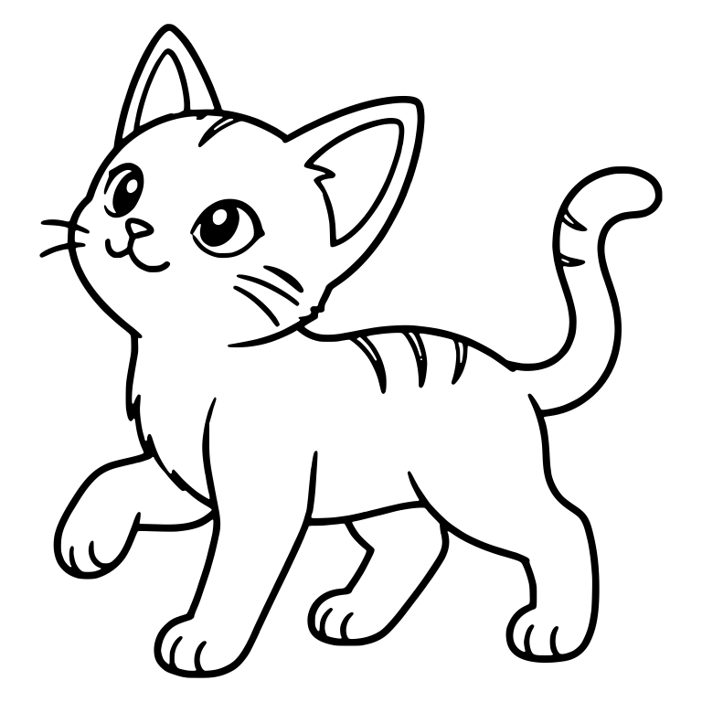 Big Ear Kitten Walking And Looking Up — free animal SVG cut file