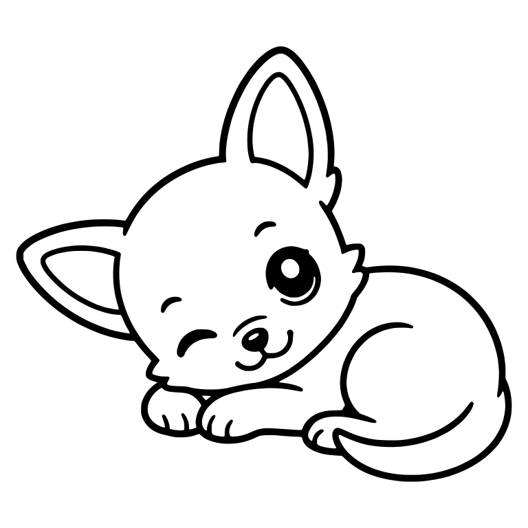 Winking Chihuahua Puppy Curled Up With Head on Paws — free animal SVG cut file