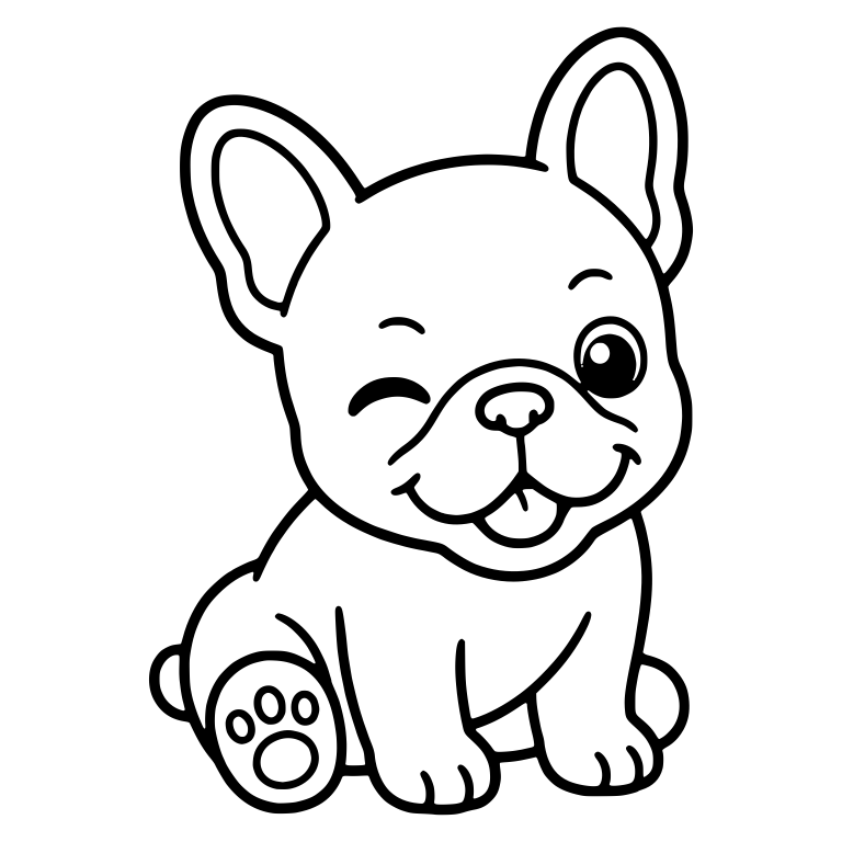Winking French Bulldog Sitting Showing Paw Pad — free animal SVG cut file