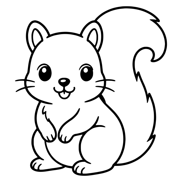 Front-Facing Squirrel With Whiskers and Curled Tail — free animal SVG cut file