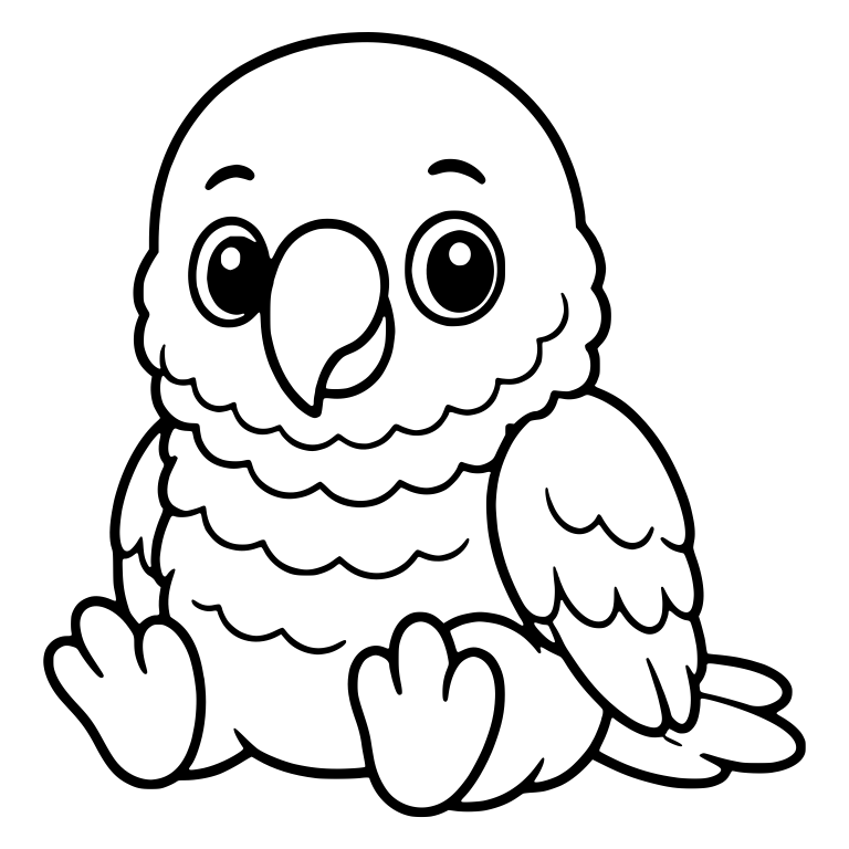 Chubby Baby Parrot Sitting with Scalloped Chest — free animal SVG cut file