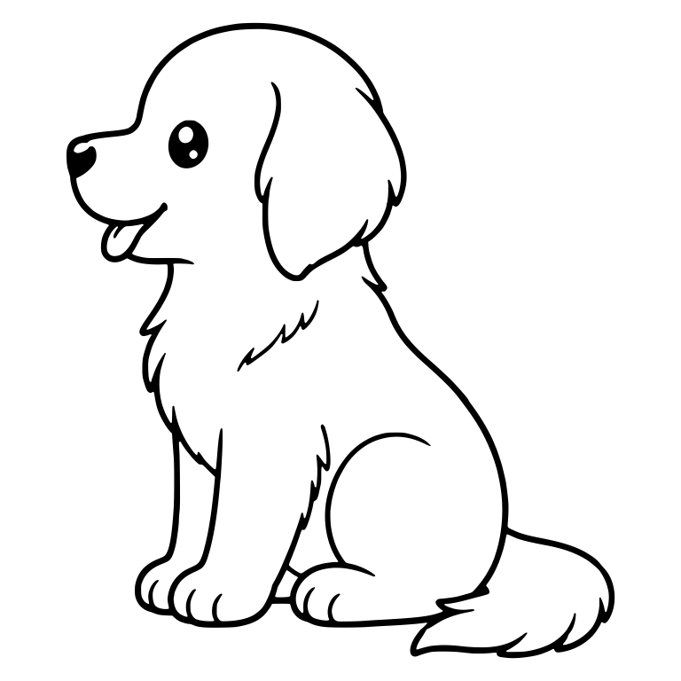 Golden Retriever Puppy Sitting In Profile With Tongue Out — free animal SVG cut file