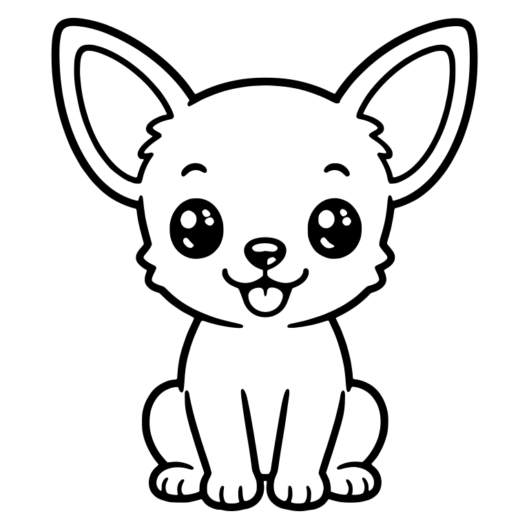 Front-Facing Sitting Chihuahua Puppy With Tongue Out — free animal SVG cut file