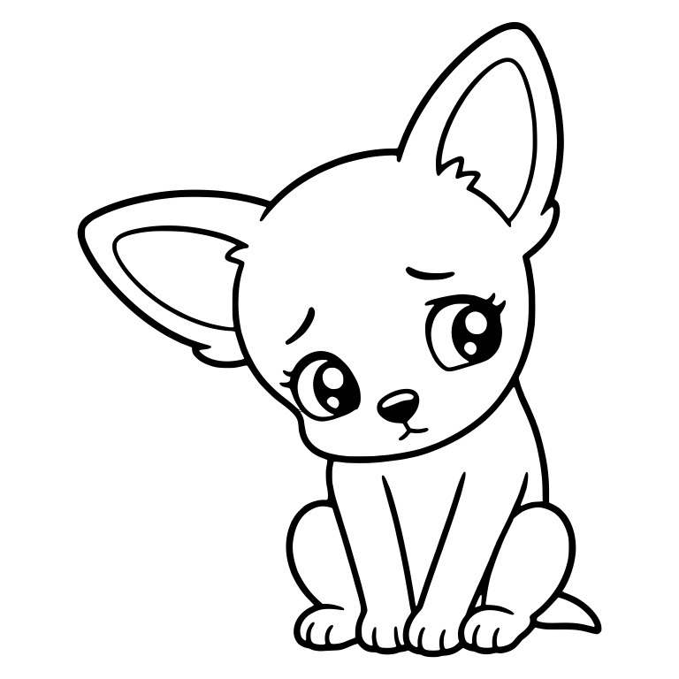 Shy Chihuahua Puppy Sitting With Head Tilted Down — free animal SVG cut file