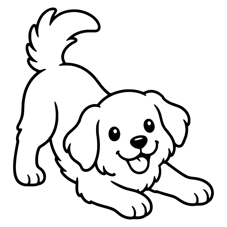Golden Retriever Puppy Play Bow With Curled Tail — free animal SVG cut file