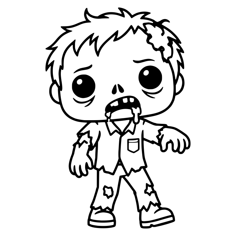 Zombie Boy With Chest Pocket Shirt And Drooling Mouth — free fantasy-creature SVG cut file