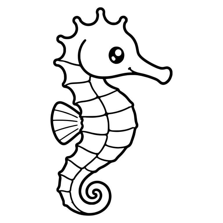 Right-Facing Plated Seahorse With Round Crown Knobs — free animal SVG cut file