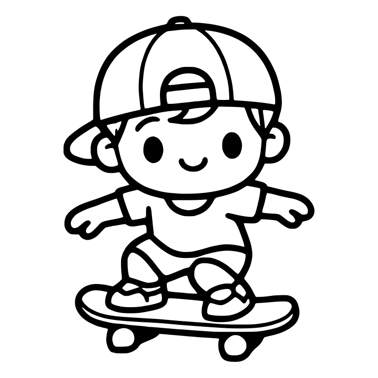 Skater Kid in Backwards Cap, Brim Left — free characters SVG cut file
