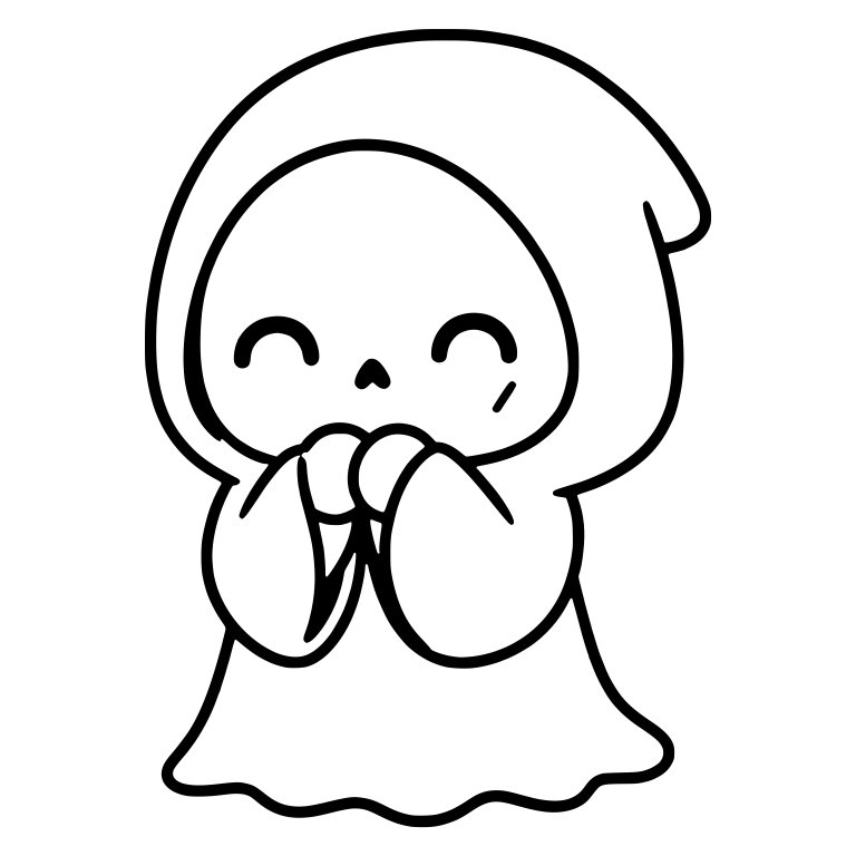 Joyful Reaper With Closed Eyes And Hands Together — free characters SVG cut file