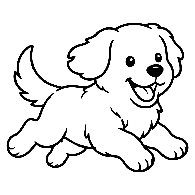 Golden Retriever Puppy Bounding With Open Smile — free animal SVG cut file
