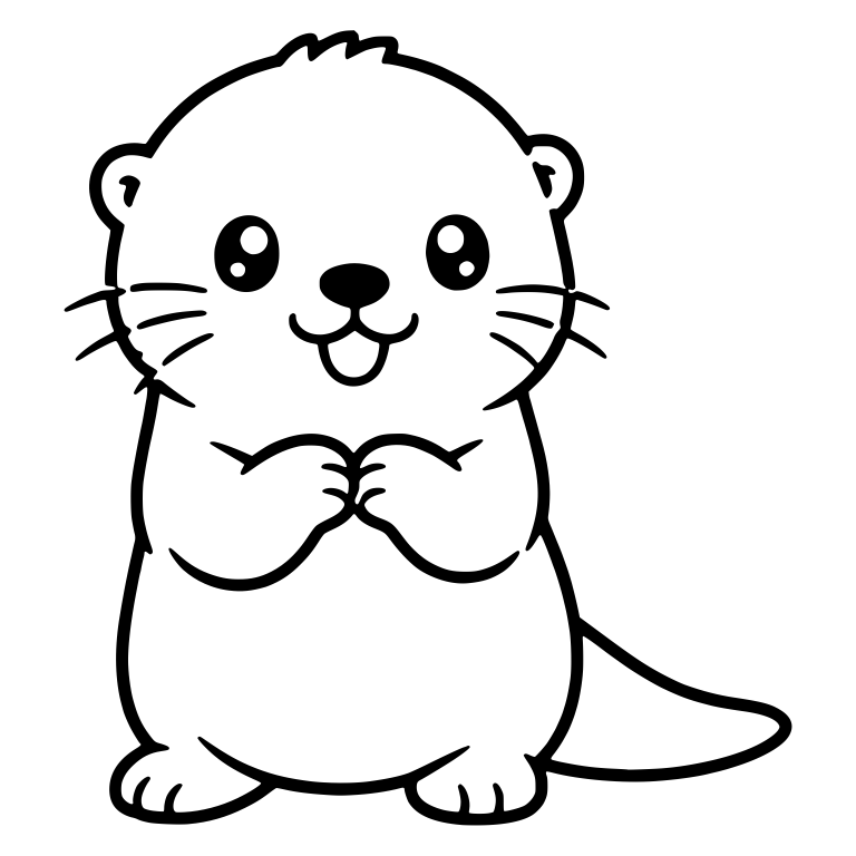Standing Otter Holding Paws Together at Its Chest — free animal SVG cut file