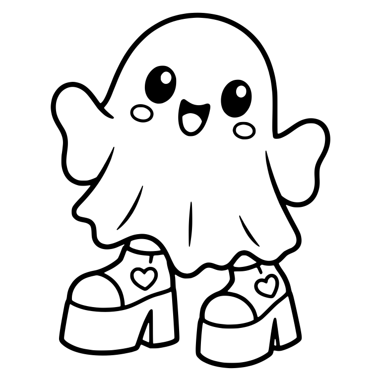 Kawaii Ghost in Heart Platform Shoes — free fantasy-creature SVG cut file