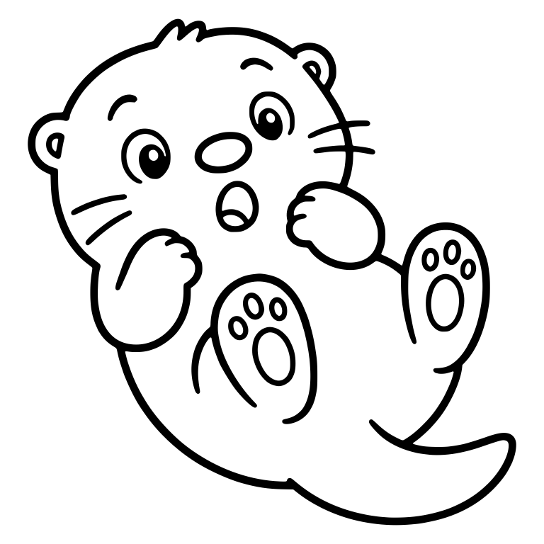 Surprised Kawaii Otter on Its Back with Paws Up — free animal SVG cut file