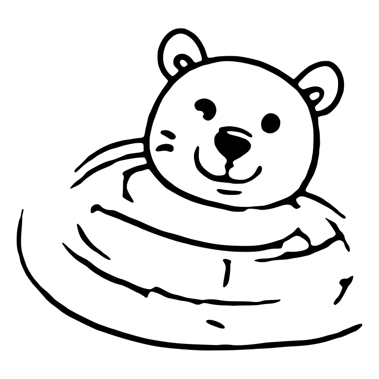 Bear Cub Floating in a Swim Ring with Head Tilted — free animal SVG cut file