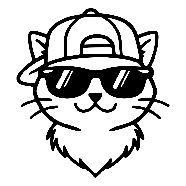 Cat in Backwards Cap and Sunglasses With Fluffy Chest — free animal SVG cut file