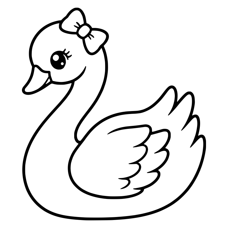 Smiling Swan With Big Bow and Sparkly Eye — free animal SVG cut file