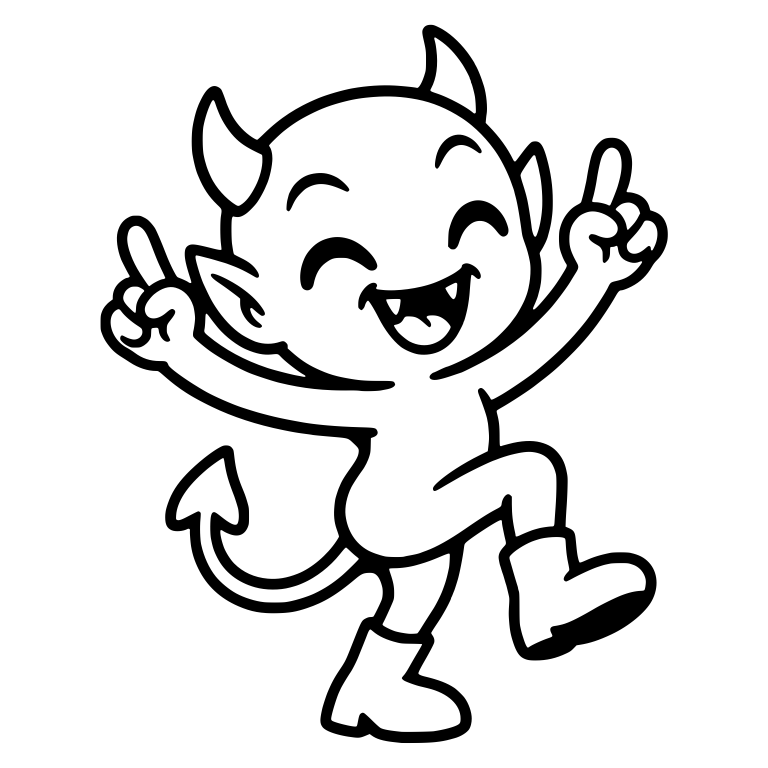 Laughing Little Devil in Boots Pointing Both Fingers Up — free fantasy-creature SVG cut file