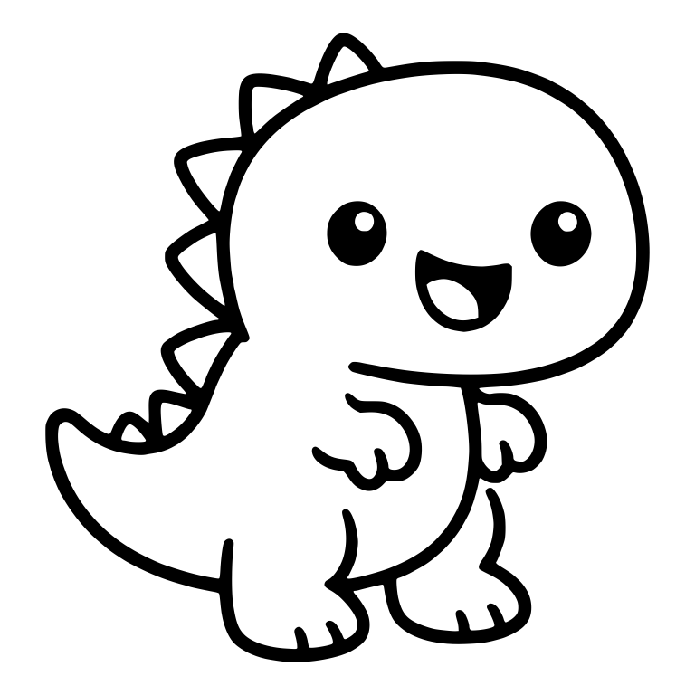 Happy Baby Dinosaur Facing Right With Tiny Hands — free animal SVG cut file