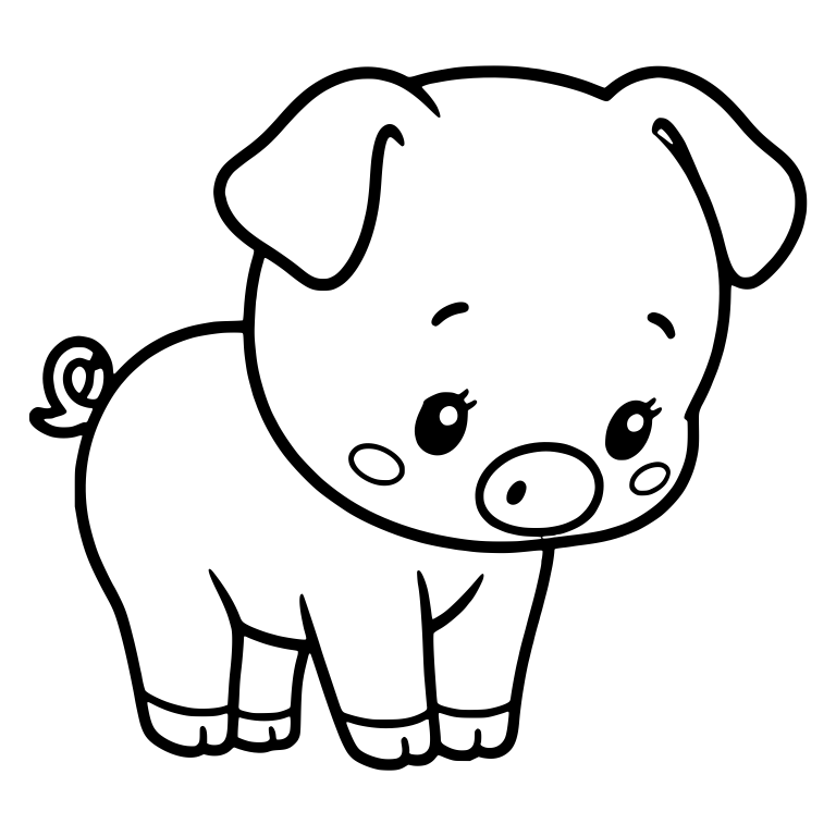 Shy Piglet Looking Down With Blush Cheeks and Lashes — free animal SVG cut file