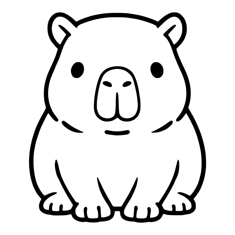 Sitting Capybara with Blocky Muzzle and Nostrils — free animal SVG cut file