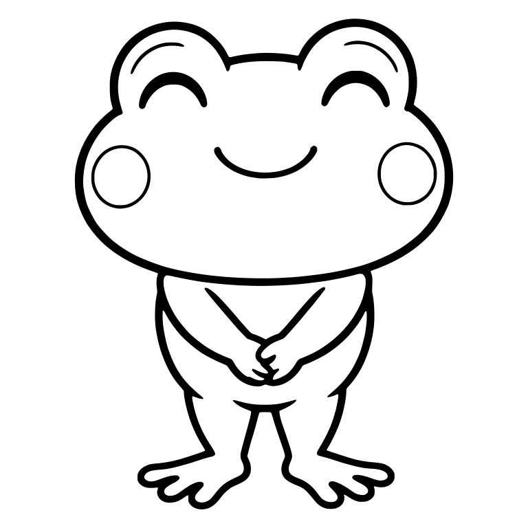 Smiling Frog With Happy Squint Eyes and Folded Hands — free animal SVG cut file