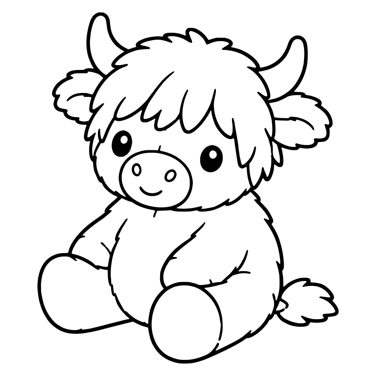 Sitting Highland Cow With Legs Stretched Forward — free animal SVG cut file