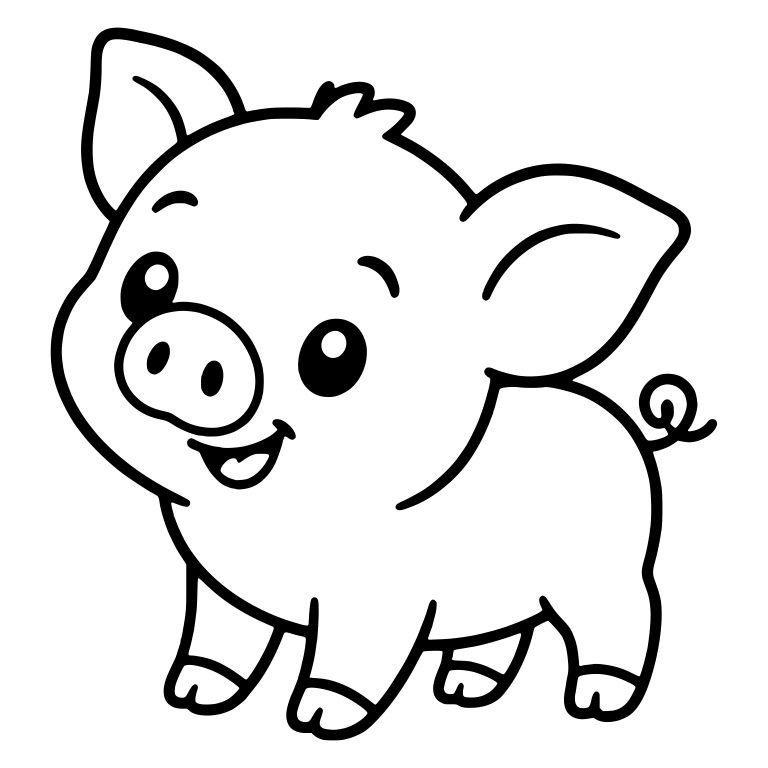 Trotting Piglet With Tuft and Big Ears — free animal SVG cut file