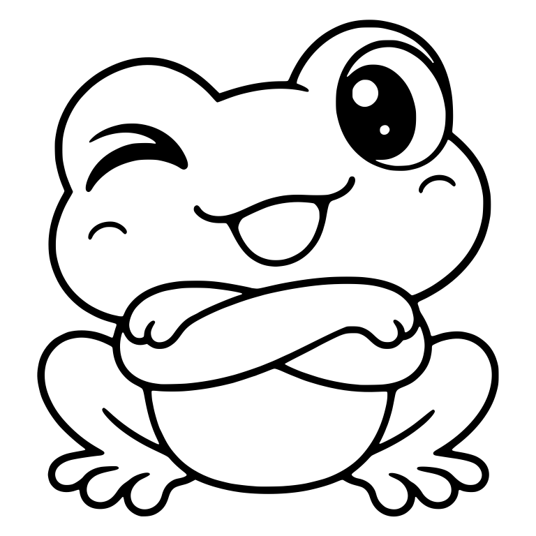 Winking Chibi Frog With Crossed Arms — free animal SVG cut file