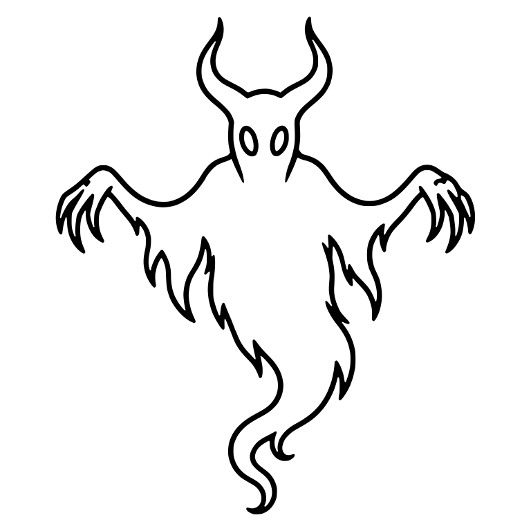 Horned Ghost With Clawed Arms Out — free fantasy-creature SVG cut file