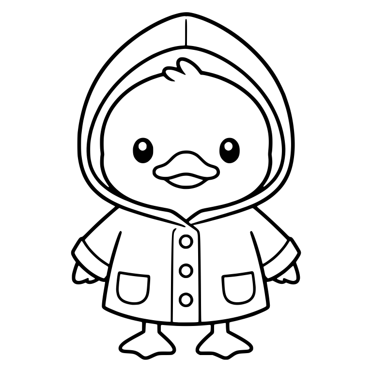 Duckling in Hooded Raincoat With Arms at Sides — free animal SVG cut file