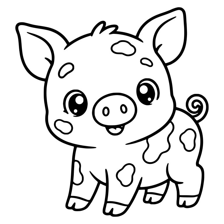 Standing Spotted Piglet with Perky Ears — free animal SVG cut file