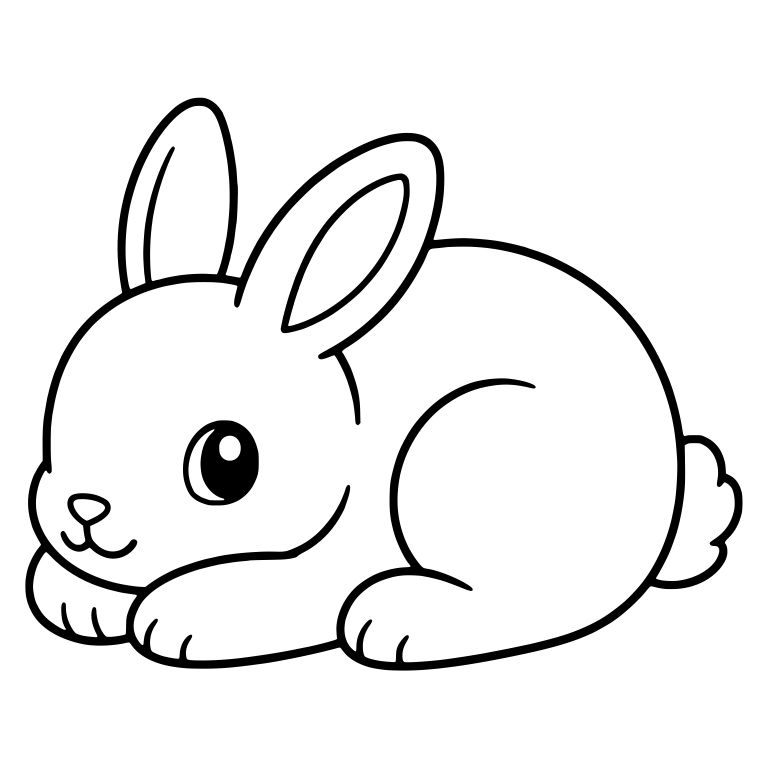 Bunny Lying Down in Side View With Resting Paws — free animal SVG cut file