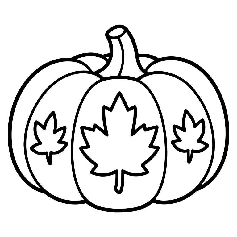 Pumpkin With Three Maple Leaf Cutouts — free floral SVG cut file