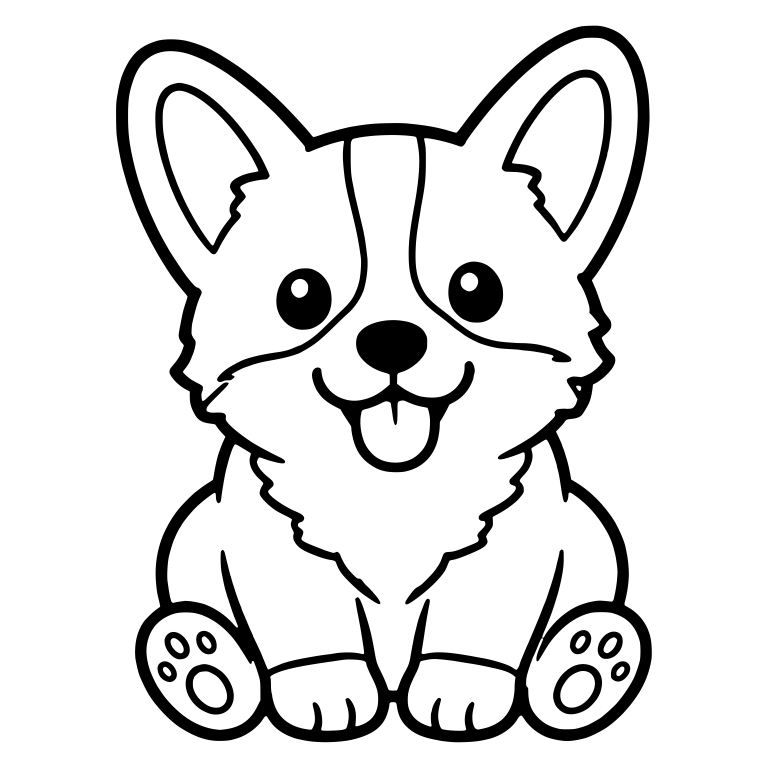 Sitting Corgi Puppy With Paw Pads Showing and Tongue Out — free animal SVG cut file