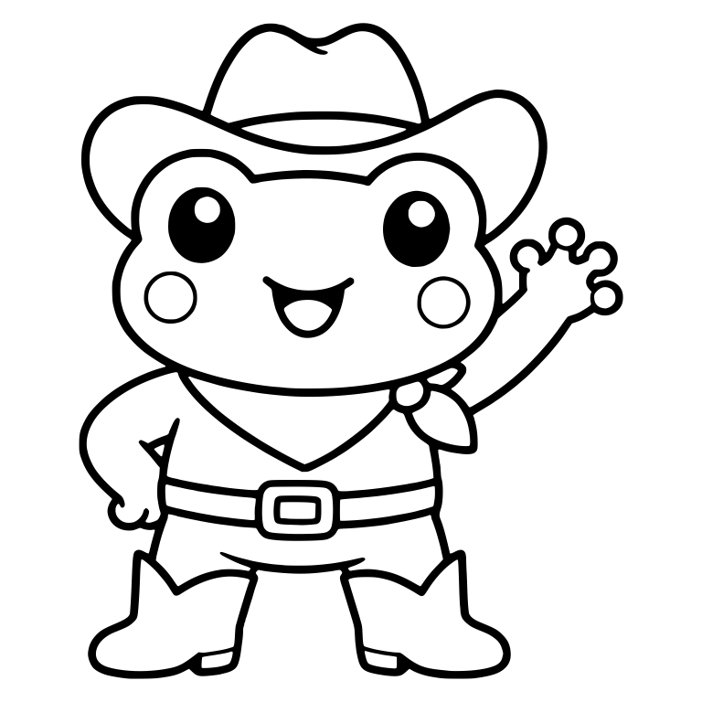 Waving Cowboy Frog With Belt Buckle and Boots — free animal SVG cut file