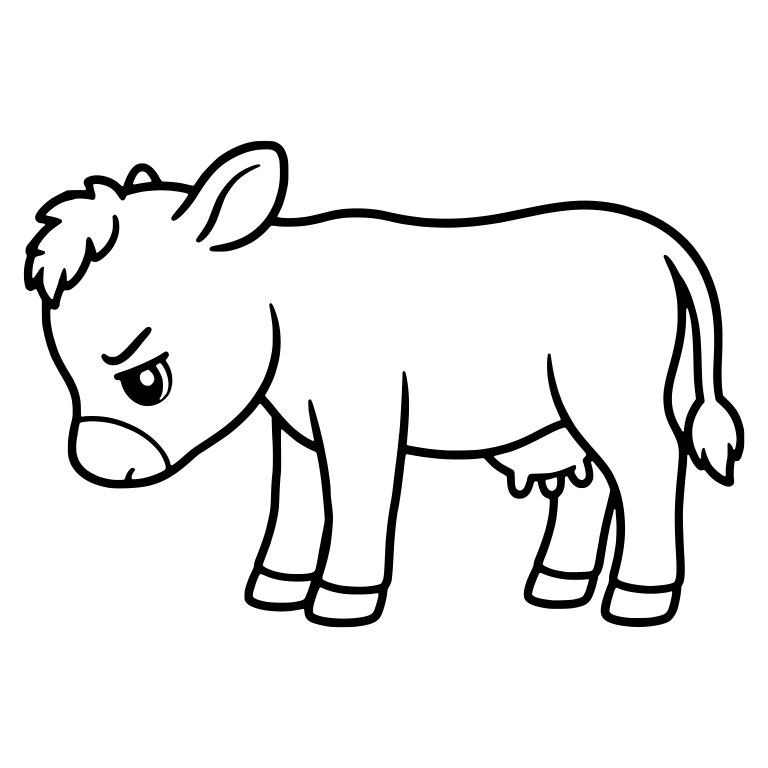 Sulking Cow in Full Side Profile with Drooping Head — free animal SVG cut file
