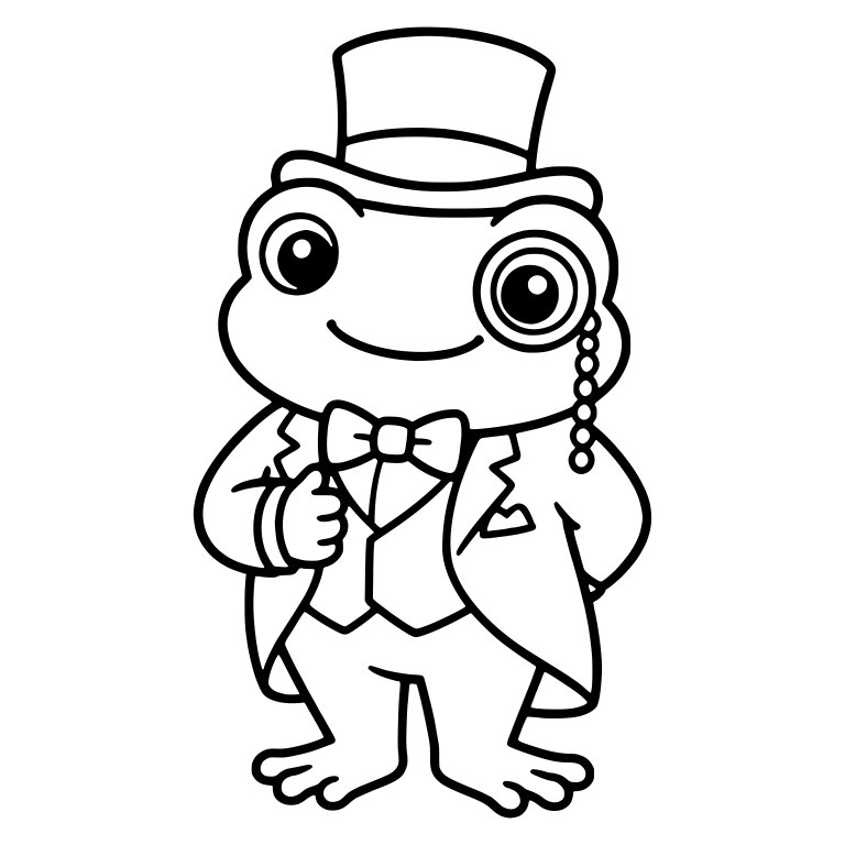 Top Hat Frog With Monocle and Bow Tie in Tailcoat — free animal SVG cut file