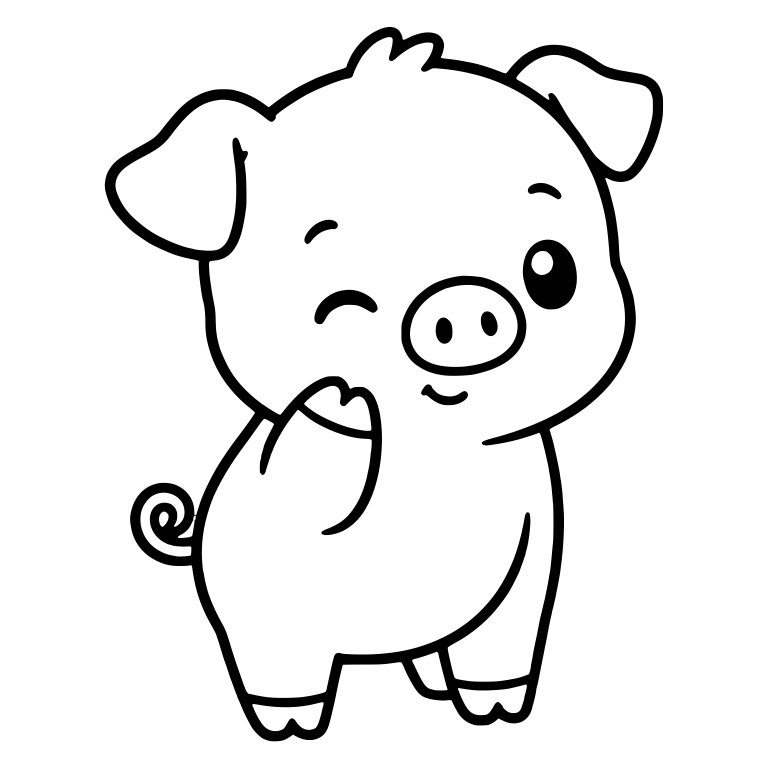 Winking Piglet with Paw Raised to Cheek — free animal SVG cut file