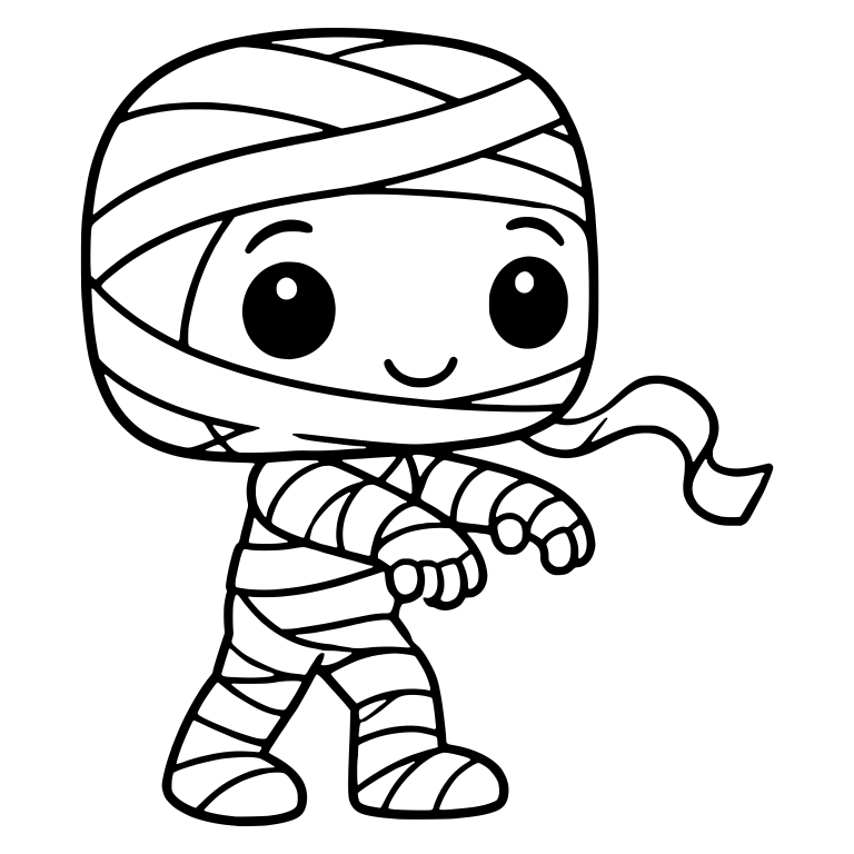 Smiling Mummy Walking With Loose Bandage Tail — free fantasy-creature SVG cut file