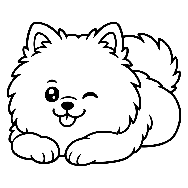 Winking Pomeranian Lying Down — free animal SVG cut file